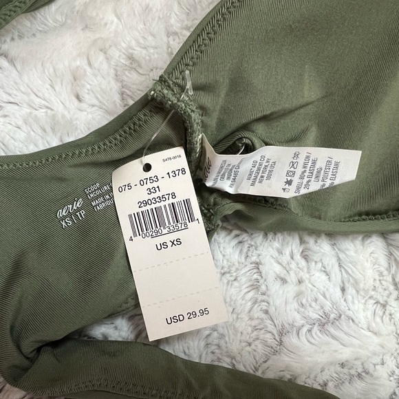 NWT aerie Wide Strap Scoop Bikini Top XS Green - Picture 3 of 7